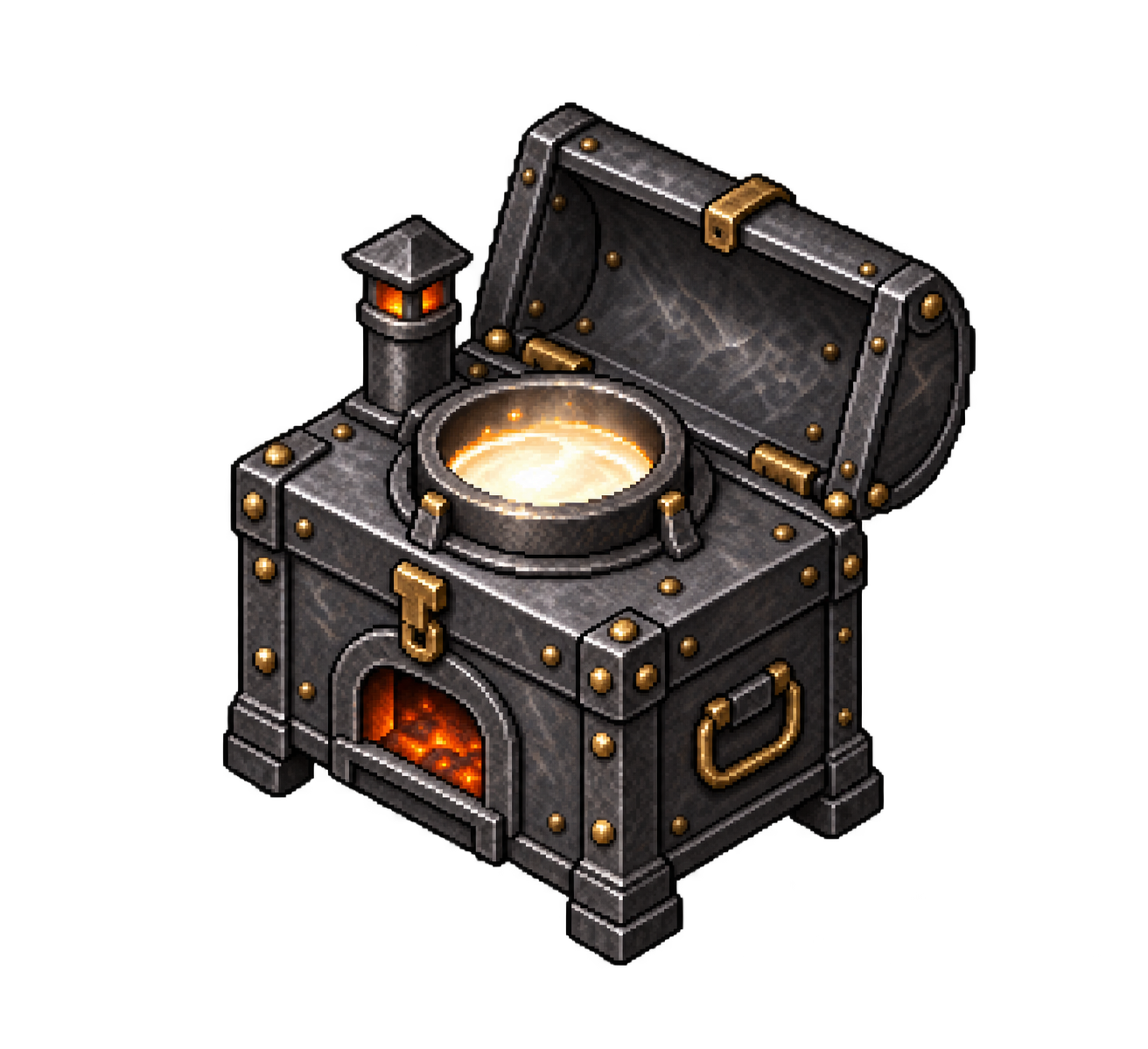 Minoc Furnace: baule metallico con braciere e crogiolo